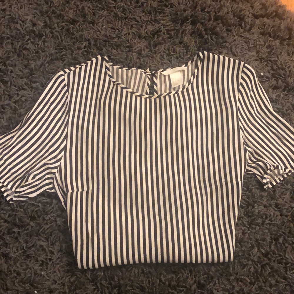 H&M black and white striped blouse-y top